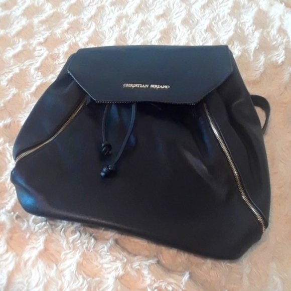 Black Faux Leather Backpack - Picture 1 of 6